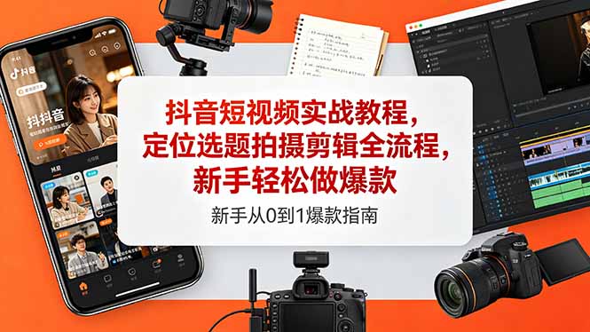 （18524期）抖音短视频实战教程，定位选题拍摄剪辑全流程，新手轻松做爆款网创吧-网创项目资源站-副业项目-创业项目-搞钱项目网创吧
