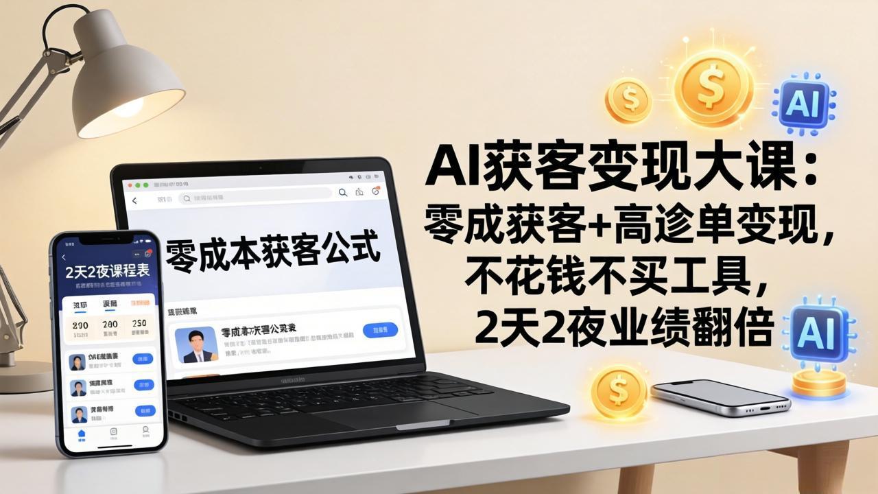 (17735期)AI获客变现大课:零成本获客+高客单变现,不花钱不买工具,2天2夜业绩翻倍