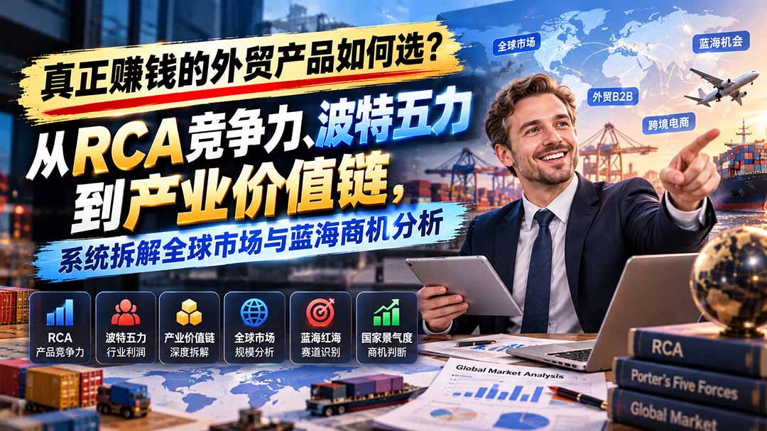 (20932期)真正赚钱的外贸B2B产品如何选?从RCA竞争力、波特五力到产业价值链,系统拆解全球市场与蓝海商机分析-网创项目资源站-副业项目_创业项目_搞钱项目_网创项目资源平台