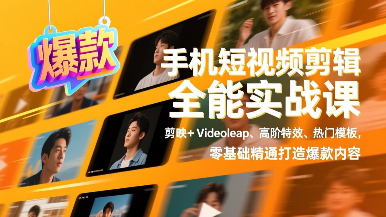 (17347期)手机短视频剪辑全能实战课,剪映+Videoleap、高阶特效、热门模板,零基础精通打造爆款内容