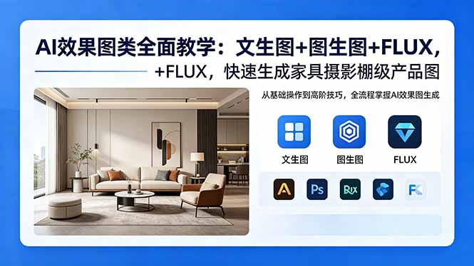 (18452期)AI效果图类全面教学:文生图+图生图+FLUX,快速生成家具摄影棚级产品图