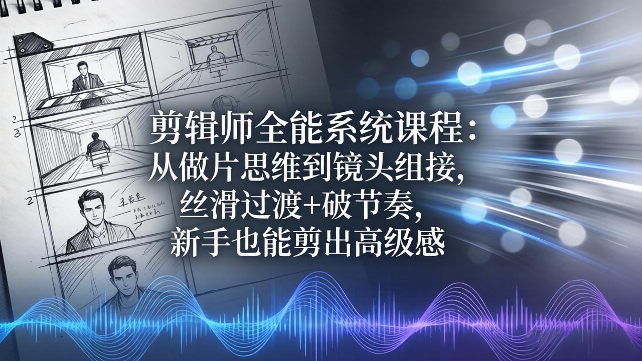 （18260期）剪辑师全能系统课程：从做片思维到镜头组接，丝滑过渡+破节奏，新手也能剪出高级感网创吧-网创项目资源站-副业项目-创业项目-搞钱项目网创吧