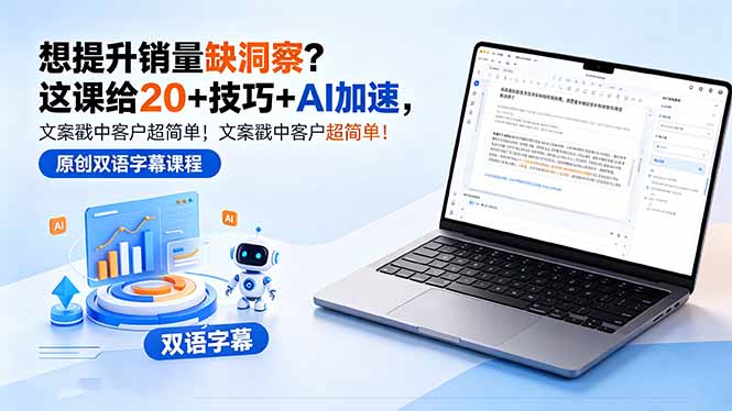 (18408期)想提升销量缺洞察?这课给 20 + 技巧 + AI 加速,文案戳中客户超简单!【原创双语字幕】