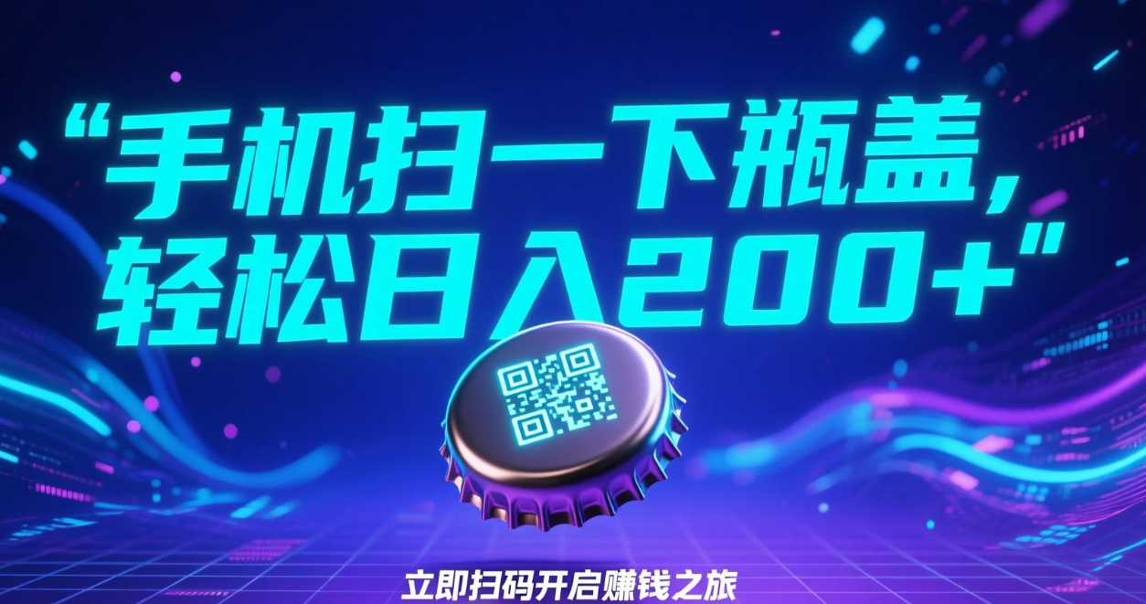 手机扫一下瓶盖,轻松日入200+网创吧-网创项目资源站-副业项目-创业项目-搞钱项目网创吧