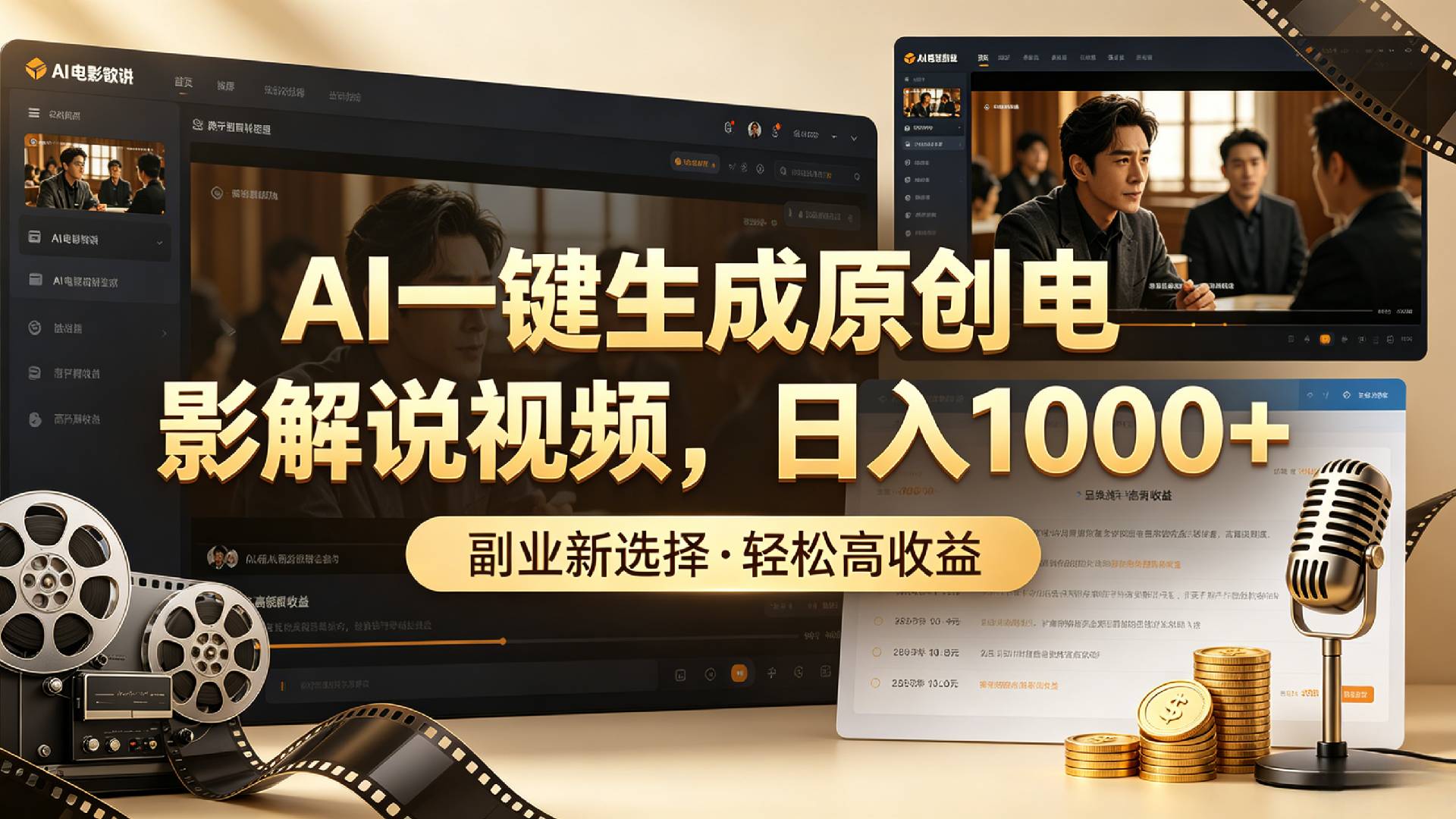 AI一键生成原创电影解说视频,日入1000+!网创吧-网创项目资源站-副业项目-创业项目-搞钱项目网创吧