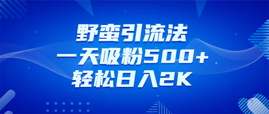 野蛮引流法,一天吸粉500+,轻松日入2K+网创吧-网创项目资源站-副业项目-创业项目-搞钱项目网创吧