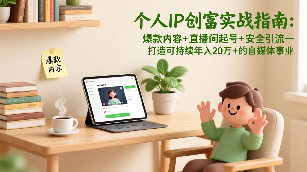 (17217期)个人IP创富实战指南:爆款内容+直播间起号+安全引流,打造可持续年入20万+的自媒体事业