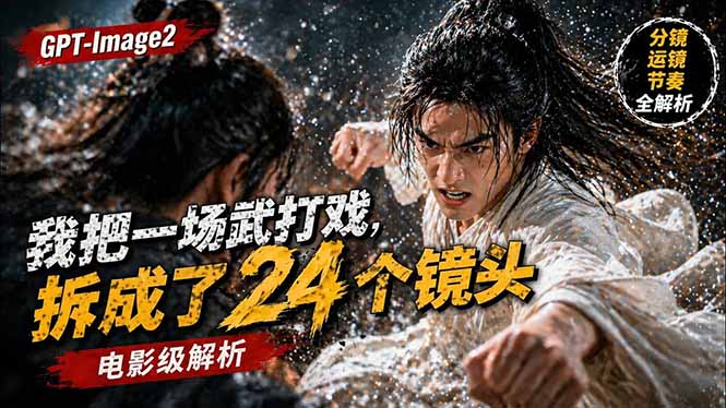 （18212期）用GPT-Image2，把一段武打对决拆成24个连续镜头，从人物建立、动作衔接、运镜节奏，到情绪爆发网创库-网创项目资源站-副业项目-创业项目-搞钱项目网创吧