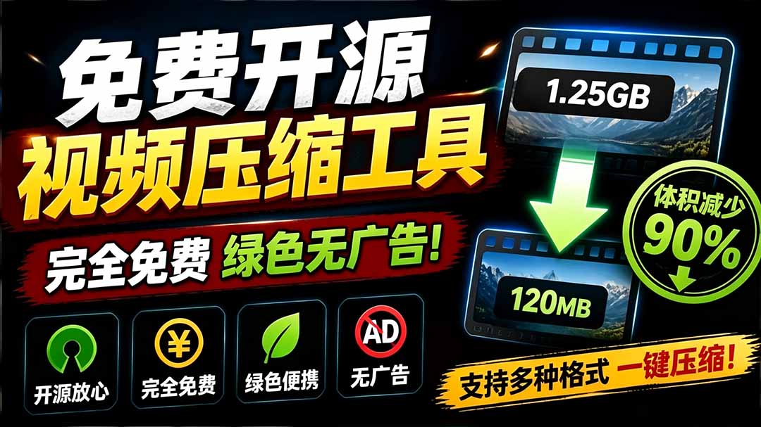 （19495期）Github开源视频压缩瘦身工具，轻松压缩90%，并保持画质清晰，完全免费绿色无广告！VideoSlim网创吧-网创项目资源站-副业项目-创业项目-搞钱项目网创吧