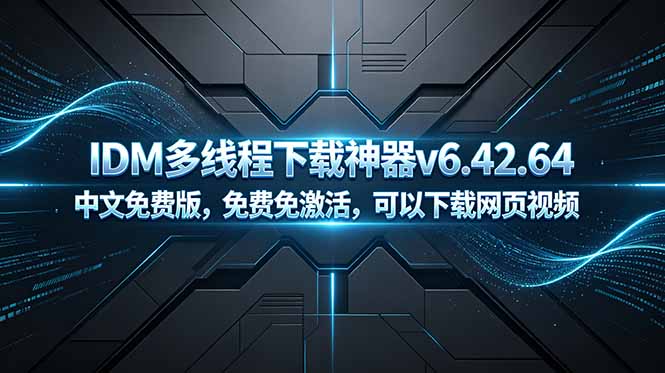 （18688期）IDM多线程下载神器v6.42.64中文免费版，免费免激活，可以下载网页视频（例如飞书文档内的视频）网创库-网创项目资源站-副业项目-创业项目-搞钱项目网创吧