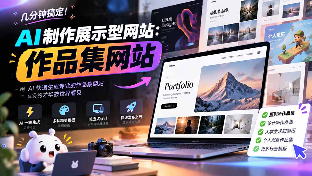 （21213期）几分钟搞定，AI制作展示型网站制作：作品集网站，用AI快速生成专业的作品集网站，接单变现！-网创项目资源站-副业项目_创业项目_搞钱项目_网创项目资源平台