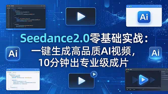(18323期)Seedance2.0零基础实战:一键生成高品质AI视频,10分钟出专业级成片