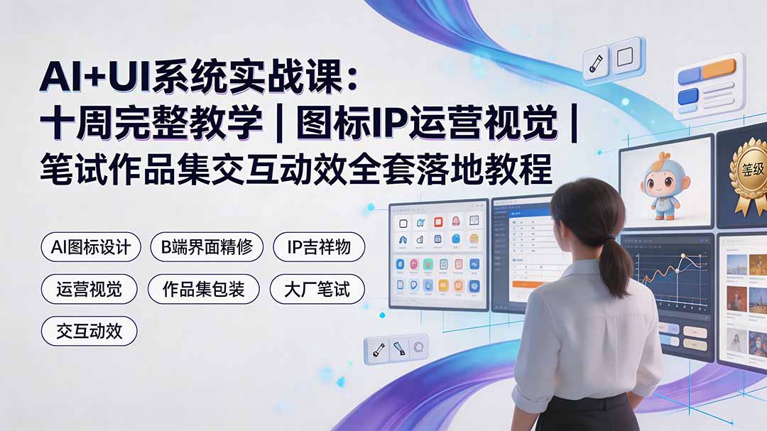 （19378期）AI+UI系统实战课：十周完整教学｜图标IP运营视觉｜笔试作品集交互动效全套落地教程网创吧-网创项目资源站-副业项目-创业项目-搞钱项目网创吧
