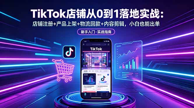 （18862期）TikTok店铺从0到1落地实战：店铺注册+产品上架+物流回款+内容剪辑，小白也能出单网创吧-网创项目资源站-副业项目-创业项目-搞钱项目网创吧
