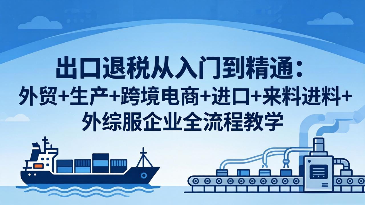 （18065期）出口退税从入门到精通：外贸+生产+跨境电商+进口+来料进料+外综服企业全流程教学网创吧-网创项目资源站-副业项目-创业项目-搞钱项目网创吧
