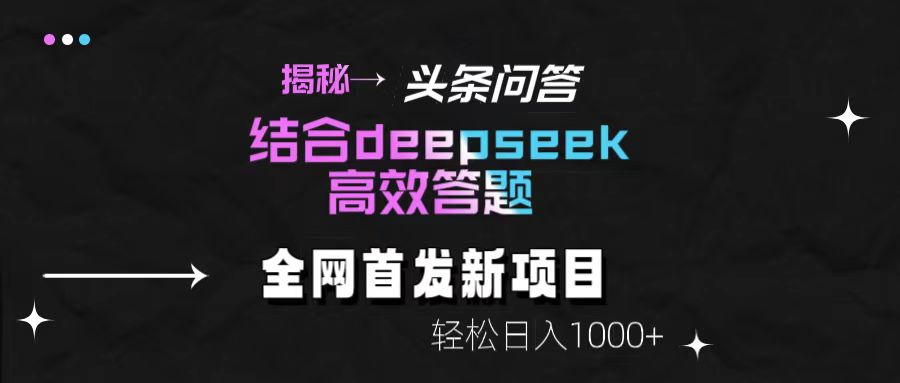 头条问答新玩法！结合deepseek高效答题，轻松日入1000+【揭秘】网创库-网创项目资源站-副业项目-创业项目-搞钱项目网创吧