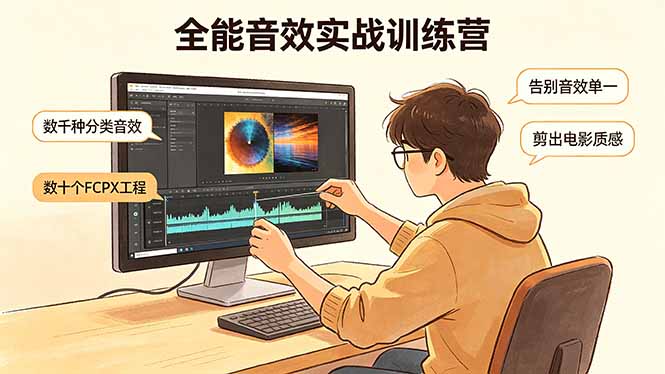 (18287期)全能音效实战训练营:数千种分类音效+数十个FCPX工程,告别音效单一,剪出电影质感
