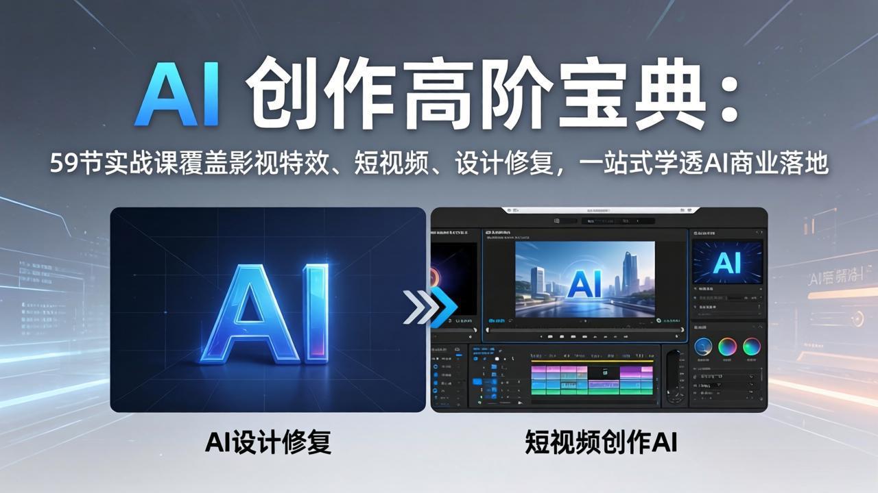 (17887期)AI 创作高阶宝典:59节实战课覆盖影视特效、短视频、设计修复,一站式学透AI商业落地网创吧-网创项目资源站-副业项目-创业项目-搞钱项目网创吧