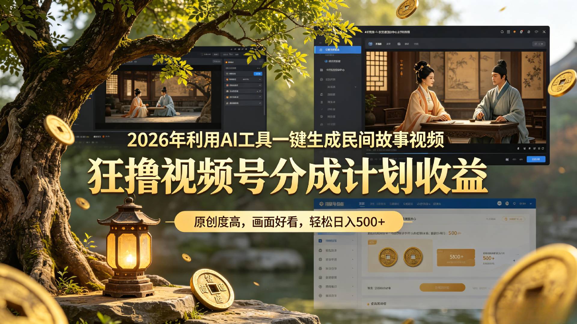2026年利用AI工具一键生成民间故事视频，狂撸视频号分成计划收益，原创度高，画面好看，轻松日入500+网创吧-网创项目资源站-副业项目-创业项目-搞钱项目网创吧