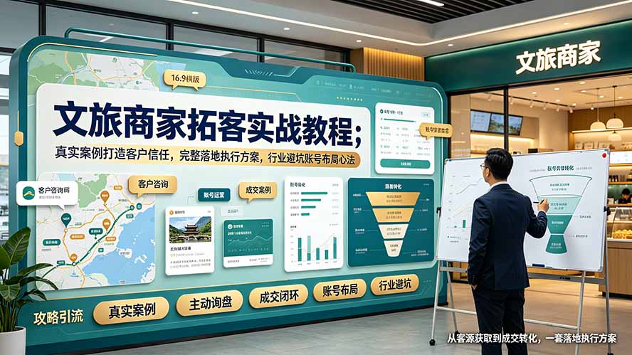 (19273期)文旅商家拓客实战教程;真实案例打造客户信任,完整落地执行方案,行业避坑账号布局心法