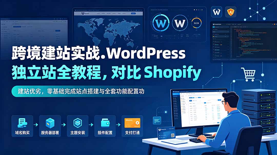 (19546期)跨境建站实战:WordPress 独立站全教程,对比 Shopify 建站优劣,零基础完成站点搭建与全套功能配置