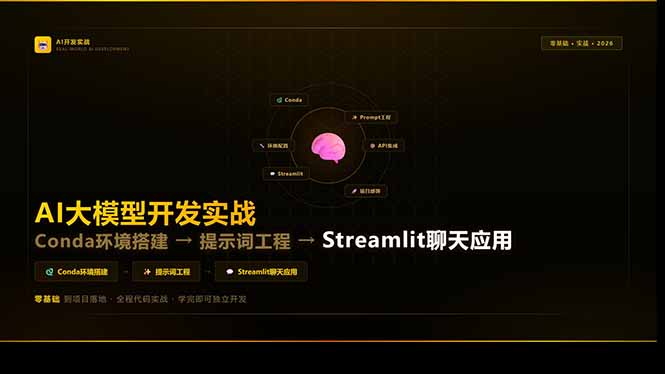 （17723期）AI大模型开发实战：Conda环境搭建→提示词工程→Streamlit聊天应用，零基础到项目落地网创库-网创项目资源站-副业项目-创业项目-搞钱项目网创吧