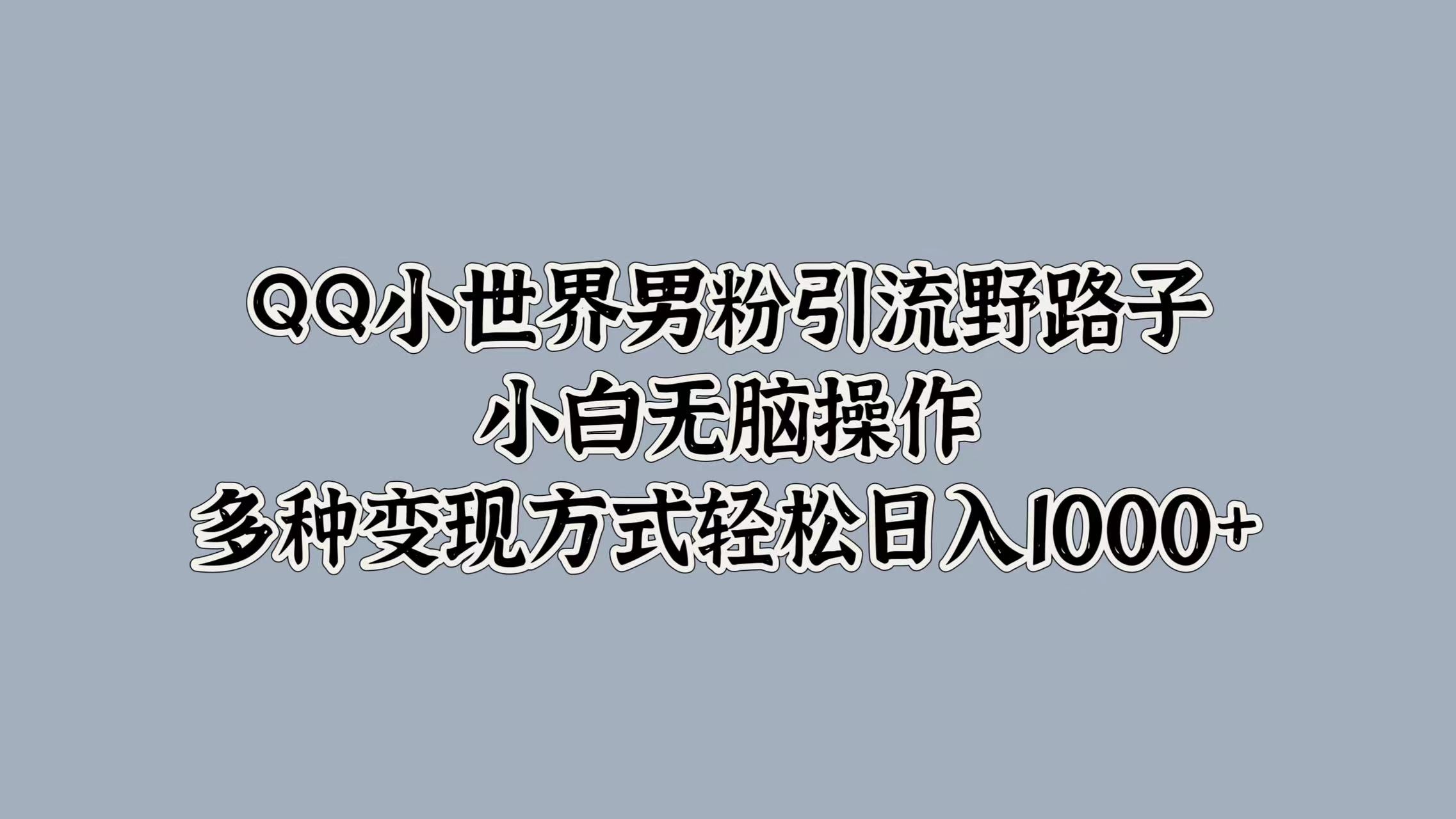 QQ小世界男粉引流野路子,小白无脑操作,多种变现方式轻松日入1000+网创吧-网创项目资源站-副业项目-创业项目-搞钱项目网创吧