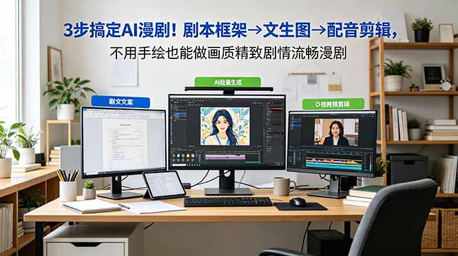 (18866期)3步搞定AI漫剧!剧本框架→文生图→配音剪辑,不用手绘也能做画质精致剧情流畅漫剧