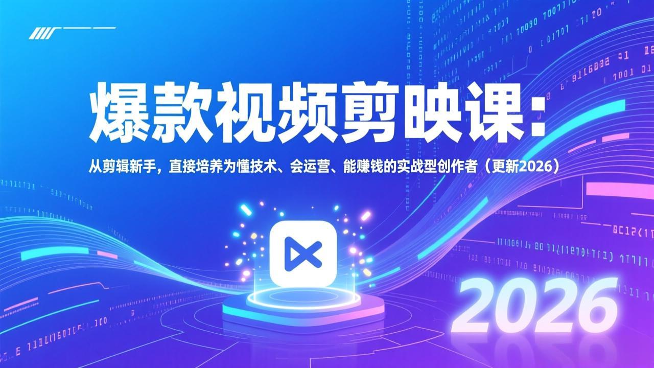 (17232期)爆款视频剪映课:从剪辑新手,直接培养为懂技术、会运营、能赚钱的实战型创作者(更新2026)