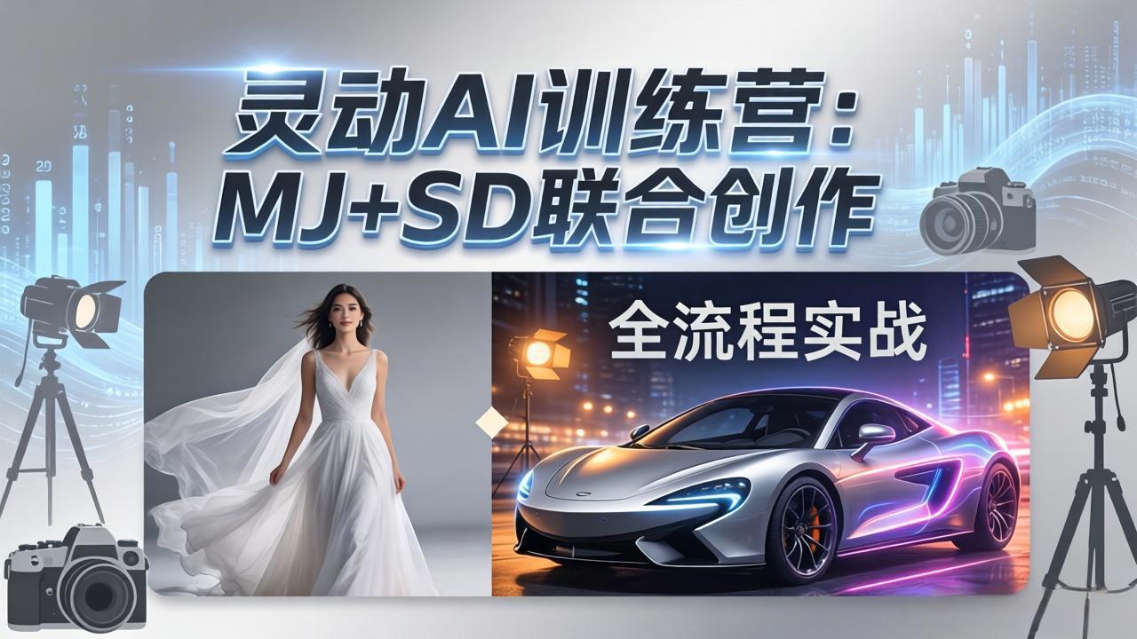 （17795期）灵动AI训练营-3.0课程：MJ+SD联合创作，从婚纱大片到汽车广告，摄影后期全流程实战网创吧-网创项目资源站-副业项目-创业项目-搞钱项目网创吧