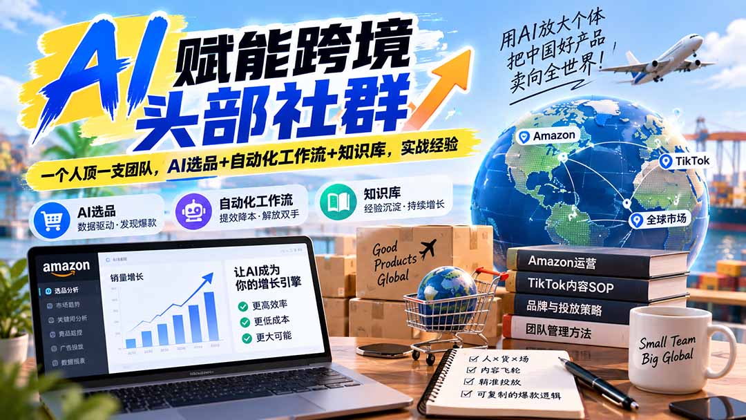 （20395期）AI赋能跨境头部社群-更新9月：一个人顶一支团队，AI选品+自动化工作流+知识库，实战经验网创吧-网创项目资源站-副业项目-创业项目-搞钱项目网创吧