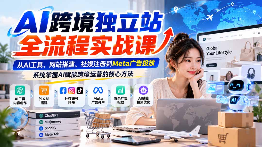 （21056期）AI跨境独立站全流程实战课：从AI工具、网站搭建、社媒注册到Meta广告投放，系统掌握AI赋能跨境运营的核心方法-网创项目资源站-副业项目_创业项目_搞钱项目_网创项目资源平台