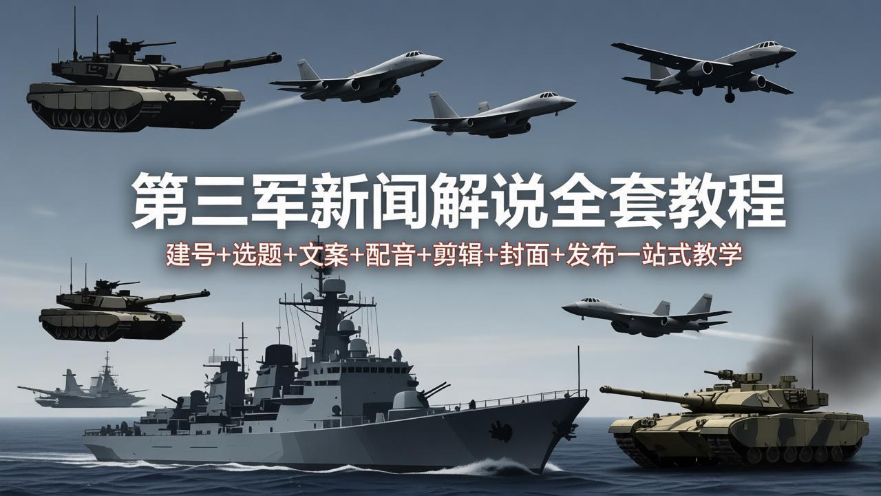 （18081期）第三军迷新闻解说全套教程：建号+选题+文案+配音+剪辑+封面+发布一站式教学网创吧-网创项目资源站-副业项目-创业项目-搞钱项目网创吧