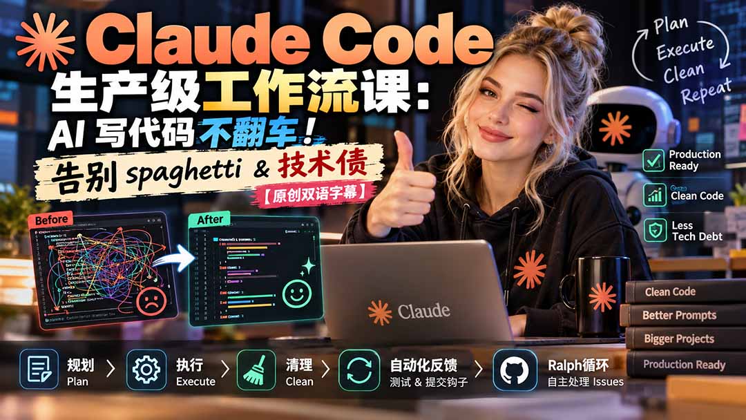 （20739期）Claude Code 生产级工作流课：AI 写代码不翻车！告别 spaghetti & 技术债【原创双语字幕】网创库-网创项目资源站-副业项目-创业项目-搞钱项目网创吧