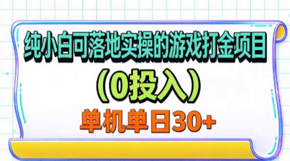 (20993期)纯小白可落地实操的游戏打金项目(0投入)单机单号30+-网创项目资源站-副业项目_创业项目_搞钱项目_网创项目资源平台