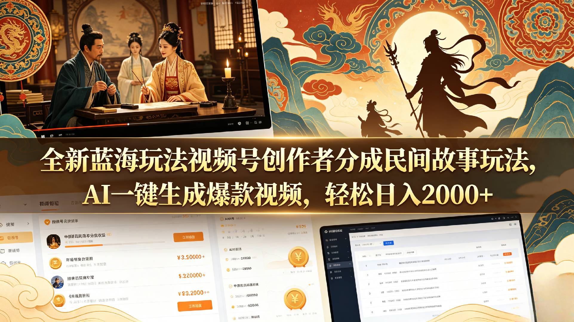 全新蓝海玩法视频号创作者分成民间故事玩法,AI一键生成爆款视频,轻松日入2000+网创库-网创项目资源站-副业项目-创业项目-搞钱项目网创吧