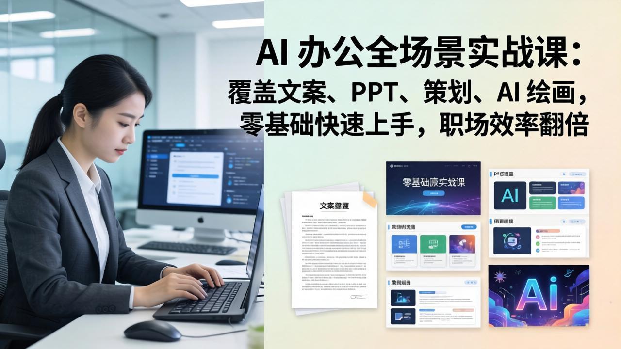 （17732期） AI 办公全场景实战课：覆盖文案、PPT、策划、AI 绘画，零基础快速上手，职场效率翻倍网创吧-网创项目资源站-副业项目-创业项目-搞钱项目网创吧