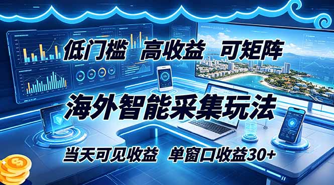 (18955期)海外智能采集玩法,低门槛高单价可矩阵,当天可见收益,单窗口30+网创吧-网创项目资源站-副业项目-创业项目-搞钱项目网创吧