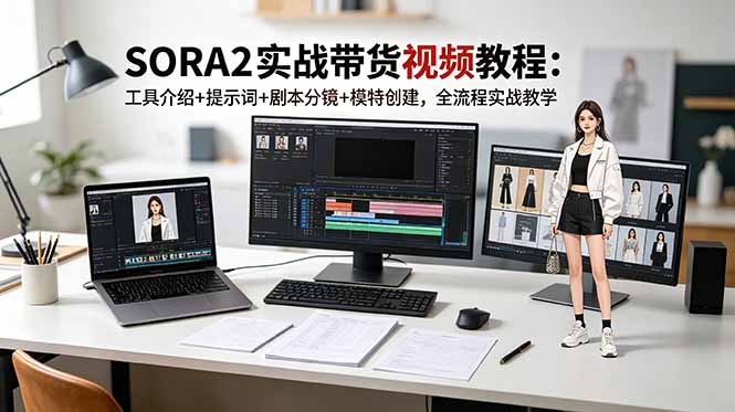 (18718期)SORA2实战带货视频教程:工具介绍+提示词+剧本分镜+模特创建,全流程实战教学