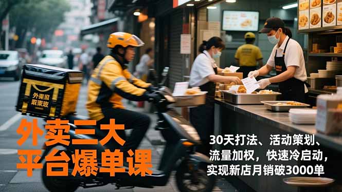 (17019期)外卖三大平台爆单课,30天打法、活动策划、流量加权,快速冷启动,实现新店月销破3000单网创吧-网创项目资源站-副业项目-创业项目-搞钱项目网创吧