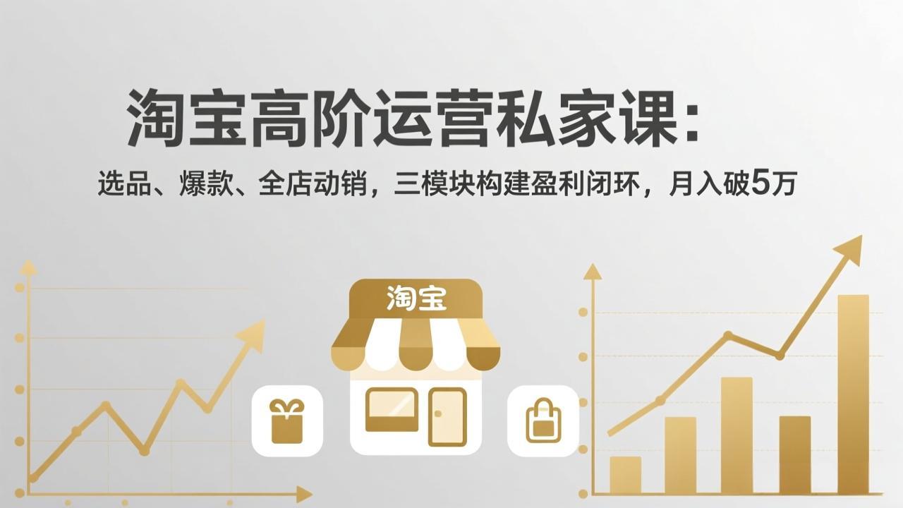 （18095期）淘宝高阶运营私家课（更新26年4月18）：选品、爆款、全店动销，三模块构建盈利闭环，月入破5万网创库-网创项目资源站-副业项目-创业项目-搞钱项目网创吧