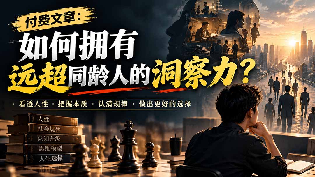 (20976期)付费文章:如何拥有远超同龄人的洞察力?-网创项目资源站-副业项目_创业项目_搞钱项目_网创项目资源平台