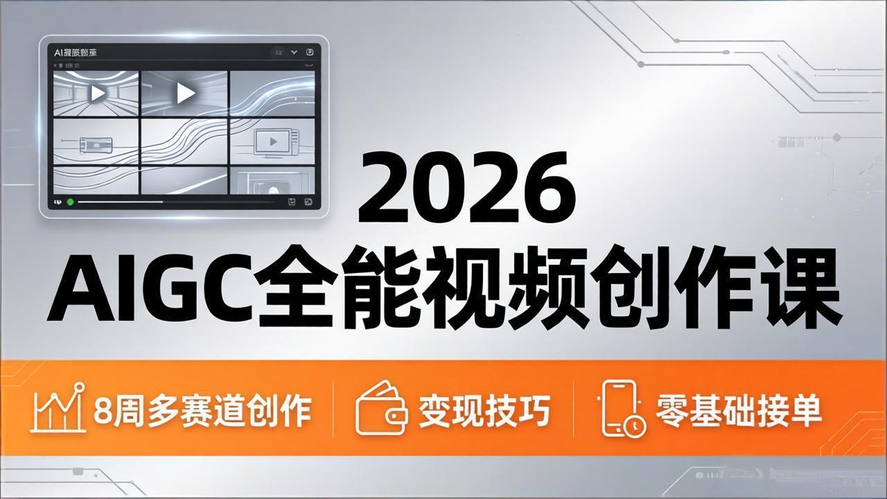 (18215期)2026AIGC全能视频创作课,8周吃透多赛道创作+变现,零基础也能高效出片接单网创吧-网创项目资源站-副业项目-创业项目-搞钱项目网创吧