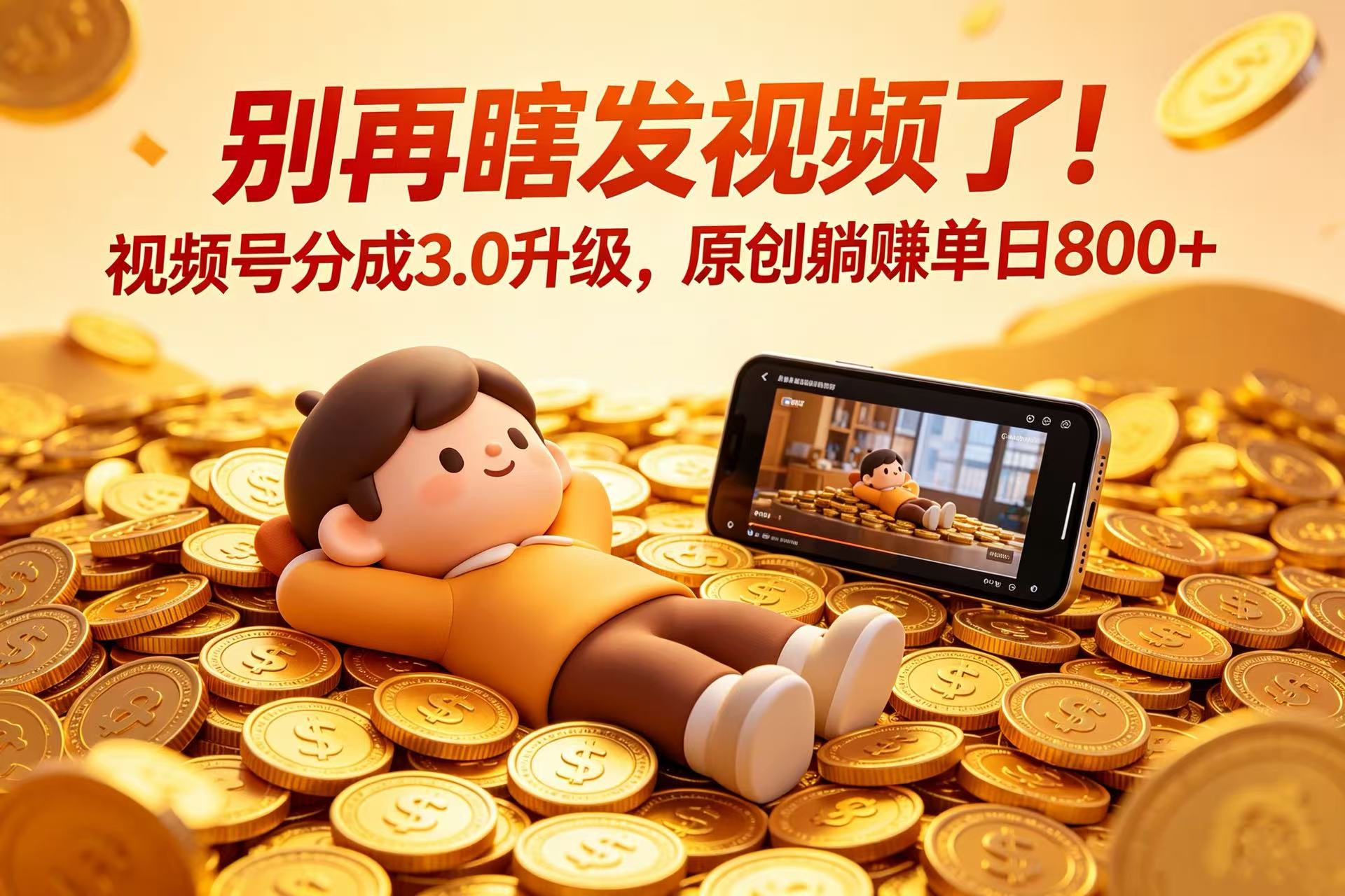 别再瞎发视频了!视频号分成 3.0 升级,原创躺赚单日 800+网创吧-网创项目资源站-副业项目-创业项目-搞钱项目网创吧