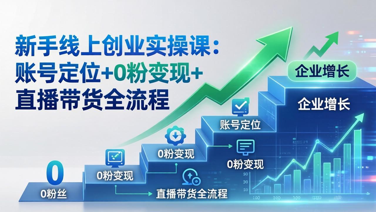 （17831期）新手线上创业实操课：账号定位+0粉变现+直播带货全流程，企业用户增长一步到位网创库-网创项目资源站-副业项目-创业项目-搞钱项目网创吧