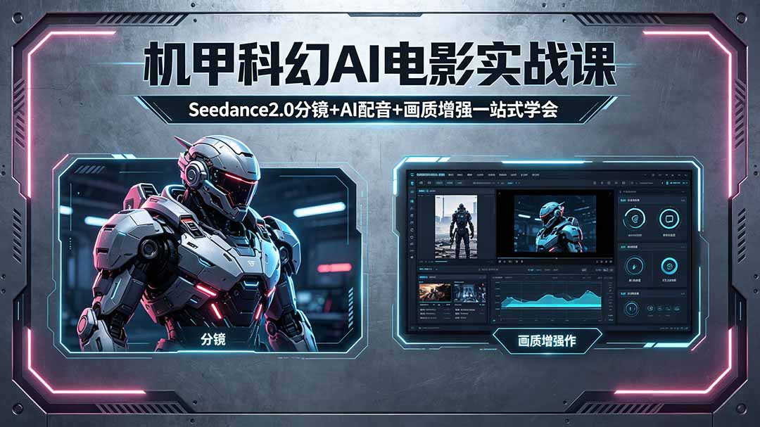 （18303期）机甲科幻 AI 电影实战课，Seedance2.0 分镜 + AI 配音 + 画质增强一站式学会网创吧-网创项目资源站-副业项目-创业项目-搞钱项目网创吧
