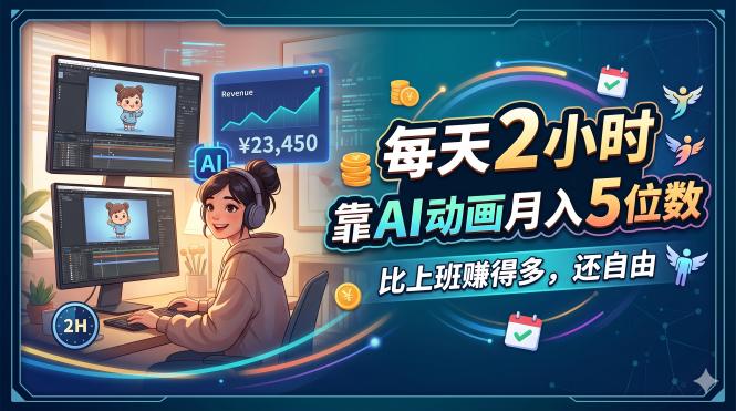 （18051期）每天 2 小时，靠 AI 动画月入 5 位数，比上班赚得多，还自由网创吧-网创项目资源站-副业项目-创业项目-搞钱项目网创吧