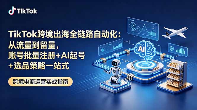 (18907期)TikTok跨境出海全链路自动化:从流量到留量,账号批量注册+AI起号+选品策略一站式网创库-网创项目资源站-副业项目-创业项目-搞钱项目网创吧