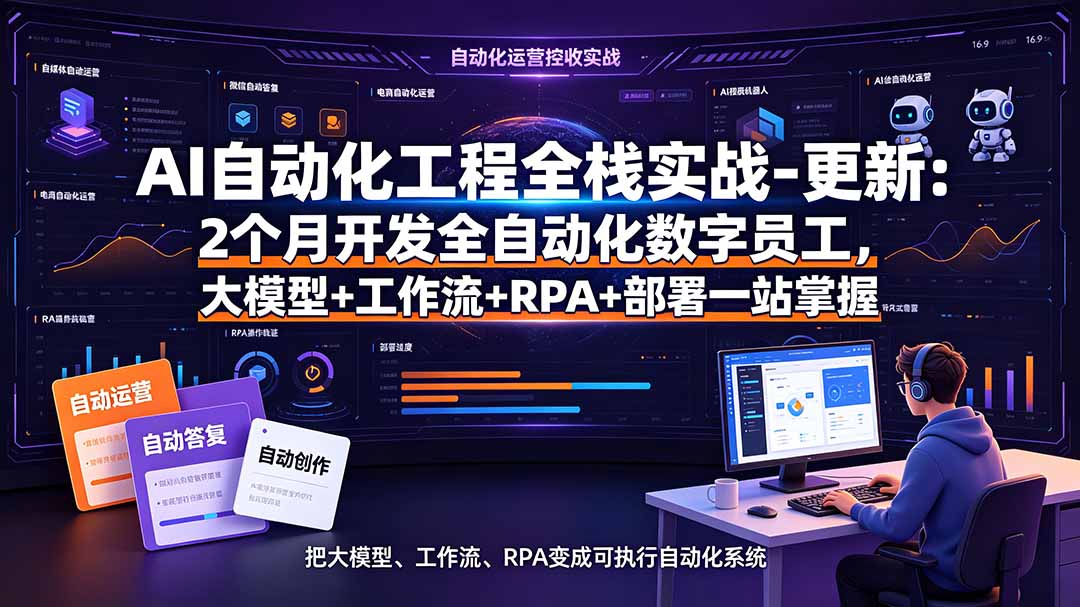 (19279期)AI自动化工程全栈实战-更新:2个月开发全自动化数字员工,大模型+工作流+RPA+部署一站式掌握