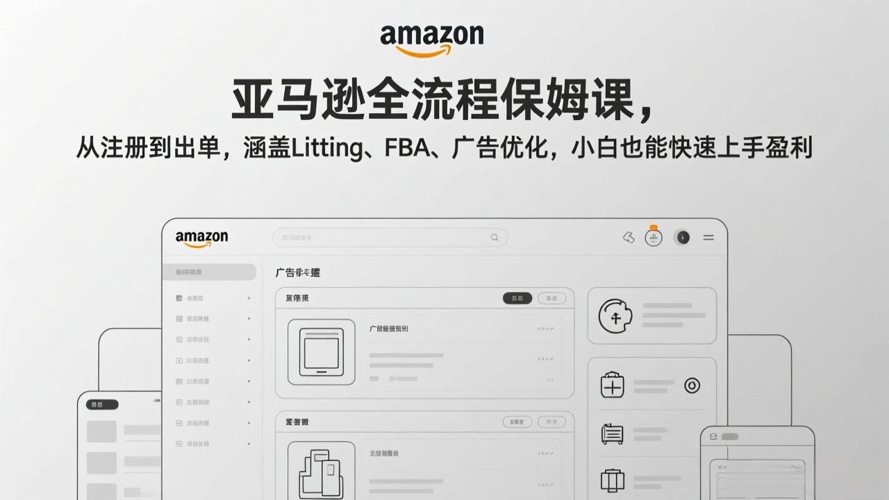 （17293期）亚马逊全流程保姆课，从注册到出单，涵盖Listing、FBA、广告优化，小白也能快速上手盈利网创库-网创项目资源站-副业项目-创业项目-搞钱项目网创吧